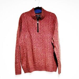 NWT Jos.A.Bank Reserve Cable Knit Half Zip Cinnamon Pullover Wool Sweater Sz XL